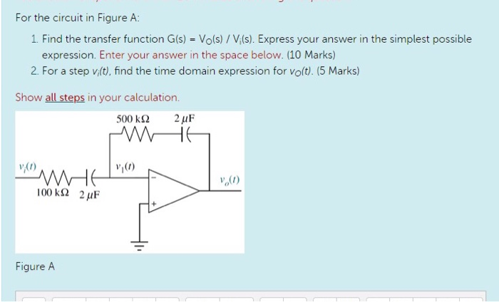 Solved For the circuit in Figure A: 1. Find the transfer | Chegg.com