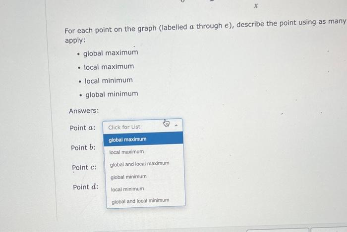 Solved Consider the following graph. For each point on the | Chegg.com