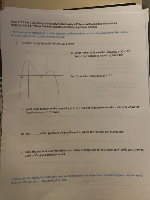 Solved Mac 1105 Pre Class Assignment Solving Rational And Chegg Com