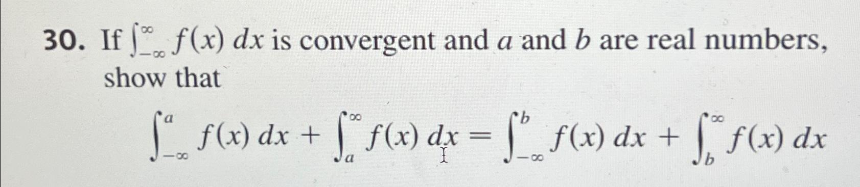 Solved If ∫-∞∞f(x)dx ﻿is convergent and a and b ﻿are real | Chegg.com