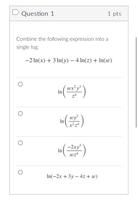Solved Question 1 1 pts Combine the following expression | Chegg.com