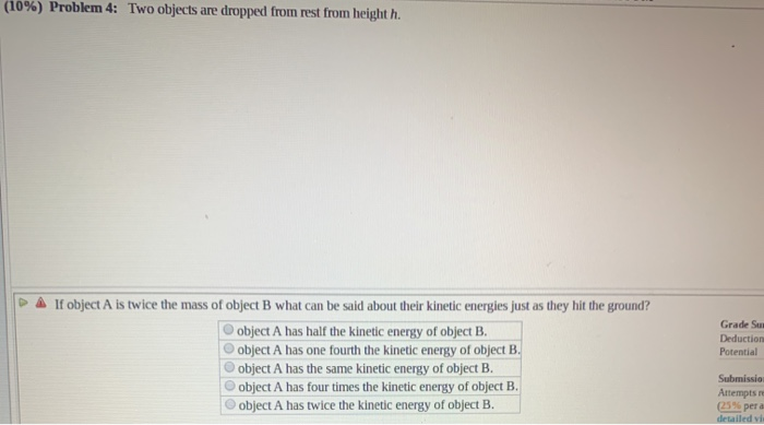 Solved (10%) Problem 4: Two objects are dropped from rest | Chegg.com