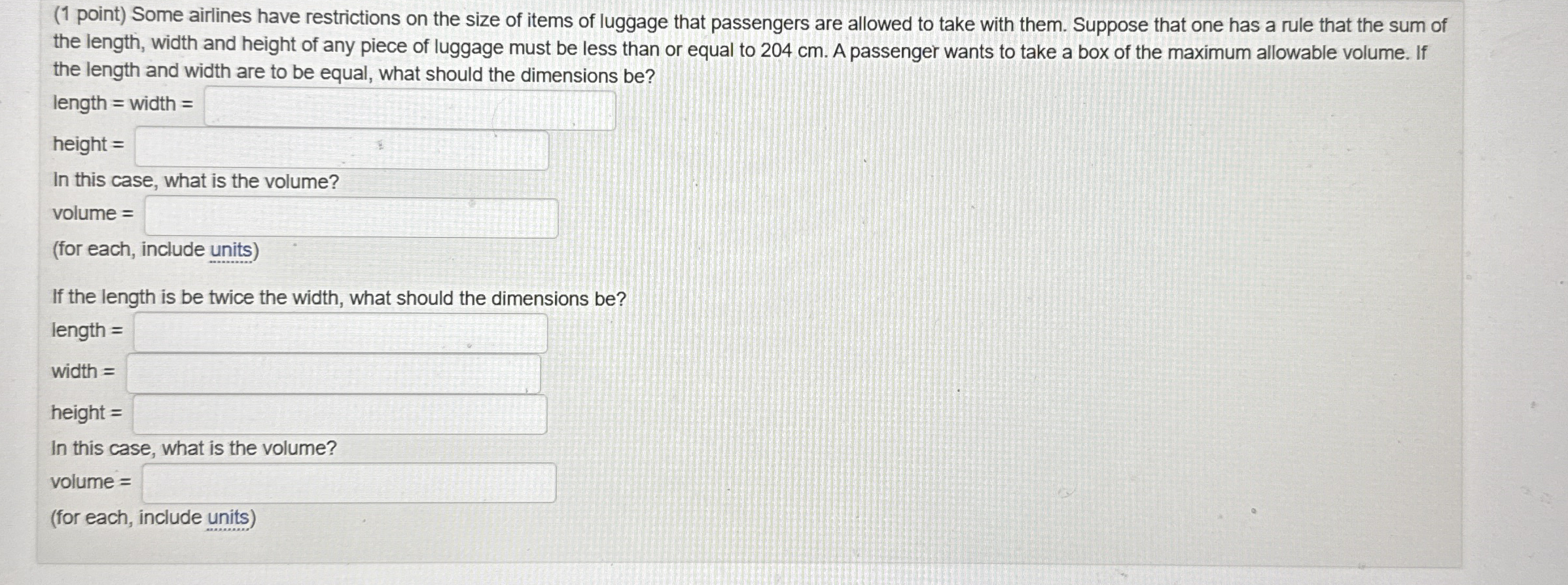 Solved (1 ﻿point) ﻿Some airlines have restrictions on the