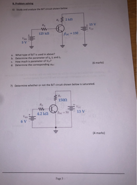 Solved B. Problem Solving 6) Study And Analyze The BJT | Chegg.com