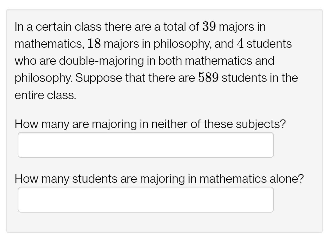 Solved In A Certain Class There Are A Total Of 39 Majors In | Chegg.com