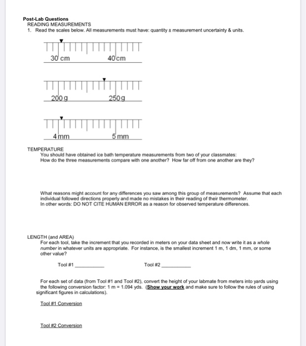 Solved: Report Sheets Measurements Name Date Lab Section R... | Chegg.com