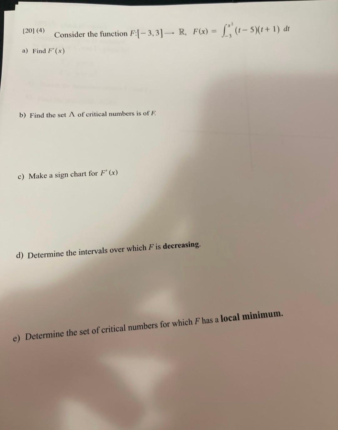 Solved [20] (4) Consider the function F:(-3,3] — R, F(x) = L | Chegg.com