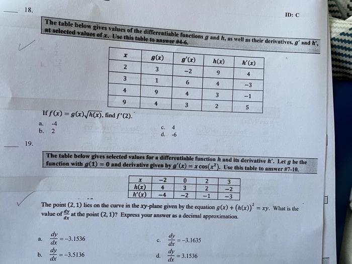 Solved Name: 15. The table below gives values of the | Chegg.com