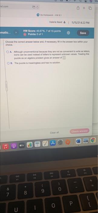 Solved choose the correct answer below, please show work. my | Chegg.com