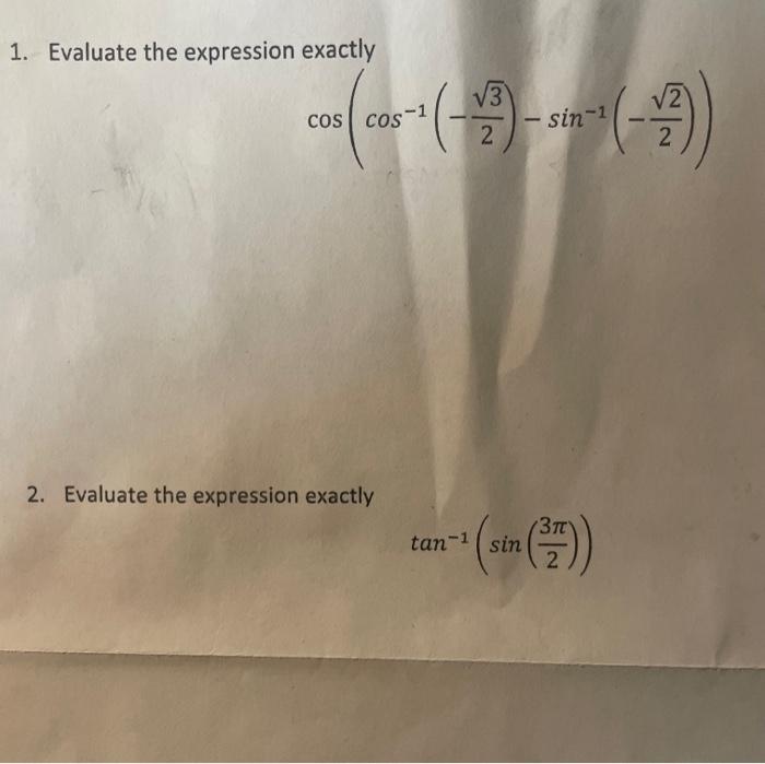 Solved 1. Evaluate the expression exactly | Chegg.com