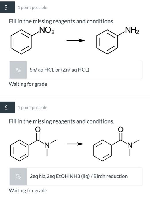 Solved 5 1 point possible Fill in the missing reagents and | Chegg.com
