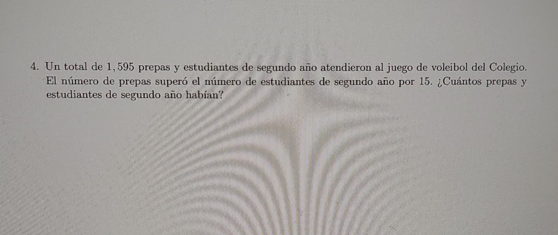 4. Un total de 1,595 prepas y estudiantes de segundo año atendieron al juego de voleibol del Colegio. El número de prepas sup