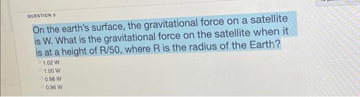 Solved QUESTION 5 On The Earth's Surface, The Gravitational | Chegg.com