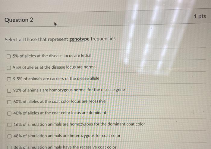 Select all those that represent genotype frequencies | Chegg.com