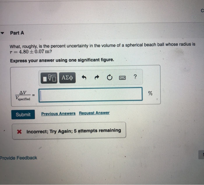 Part A What Roughly Is The Percent Uncertainty In Chegg Com