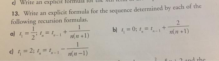 Solved c) Write an explicit 13. Write an explicit formula | Chegg.com