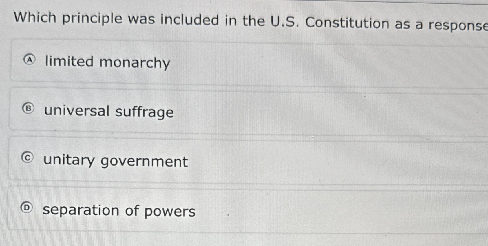 Solved Which principle was included in the U.S. | Chegg.com
