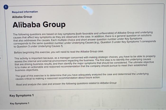 Required Information Alibaba Group Alibaba Group The Chegg Com