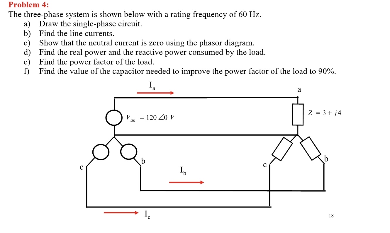 Solved Problem 4:The three-phase system is shown below with | Chegg.com