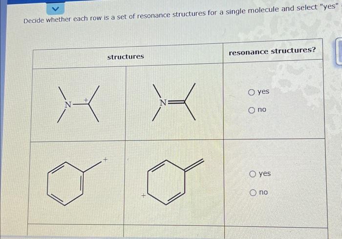 Solved Decide Whether Each Row Is A Set Of Resonance