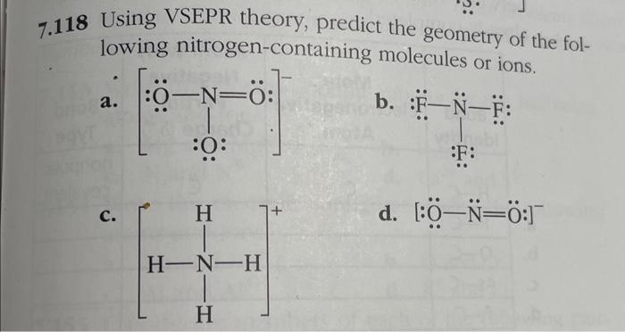 Solved 7.116 Using VSEPR theory, predict the geometry of the | Chegg.com