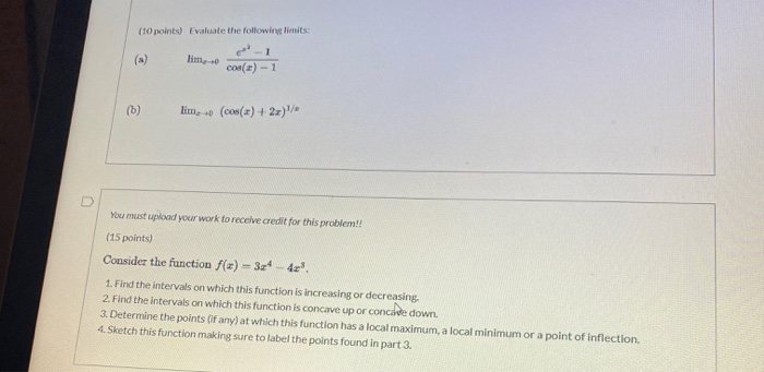 Solved 10 points) Evaluate the following limits (a) lime | Chegg.com