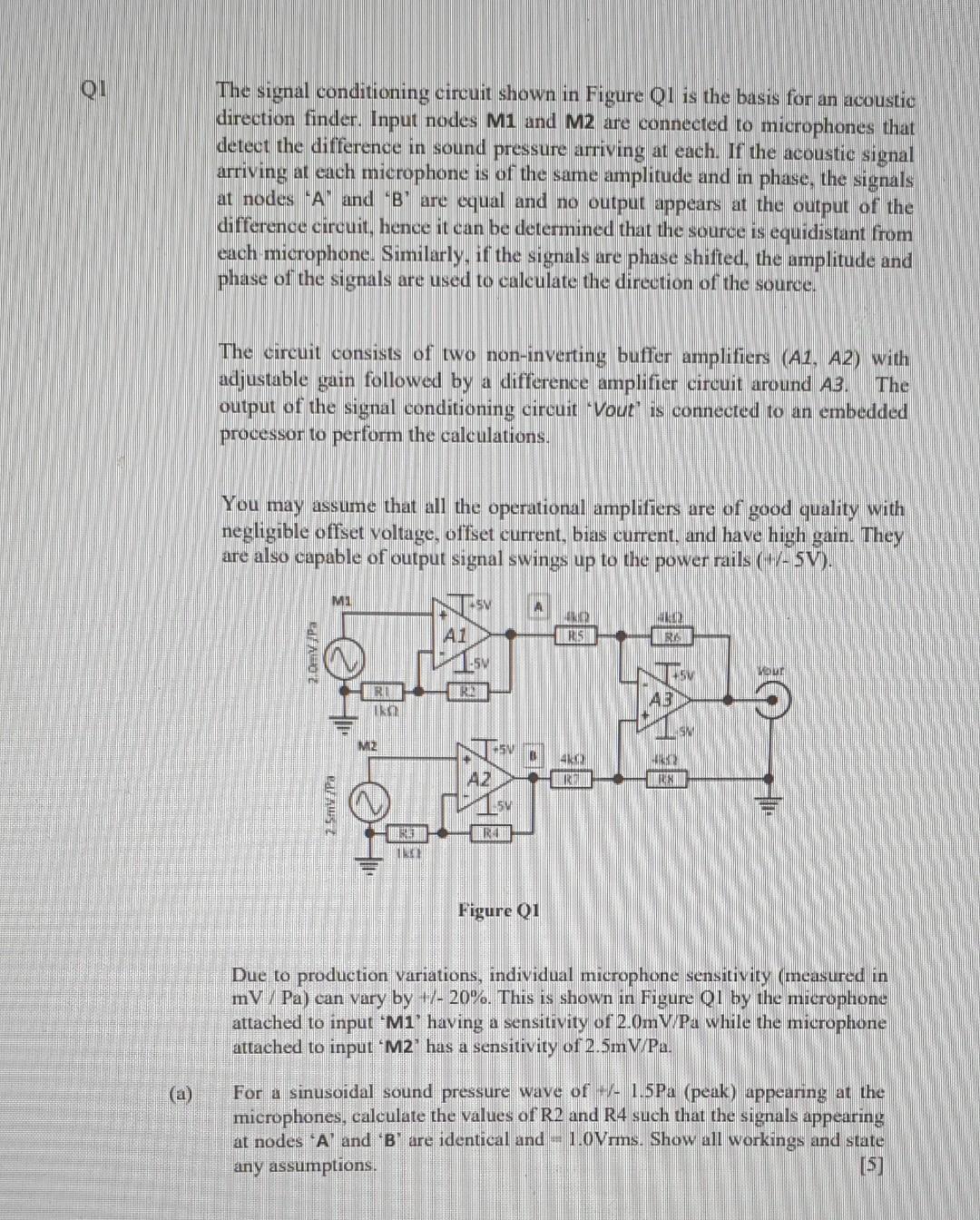 Solved Qi The signal conditioning circuit shown in Figure Q1 | Chegg.com