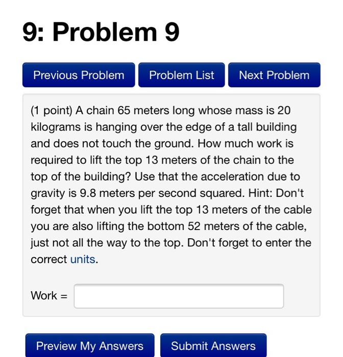 Solved 9: Problem 9 Previous Problem Problem List Next | Chegg.com