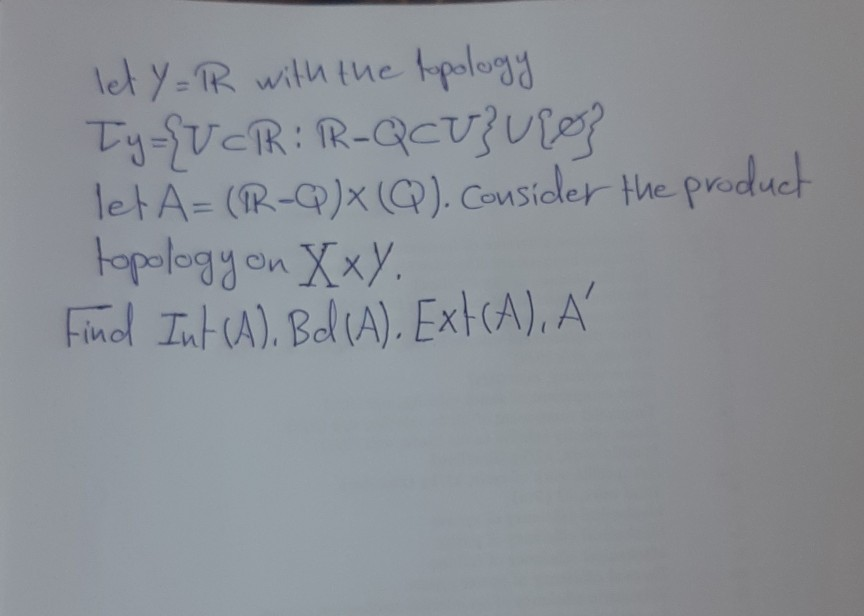 Let Y R With The Topology Ty Vcr Ir Qcv Ulo Let Chegg Com