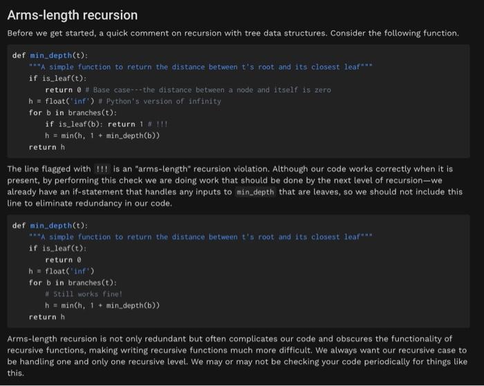 Armslength recursion Before we get started, a quick