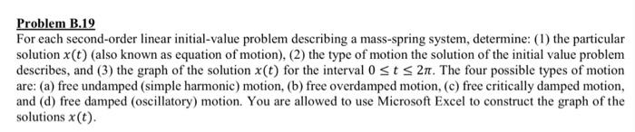 Solved Problem B.19 For Each Second-order Linear | Chegg.com