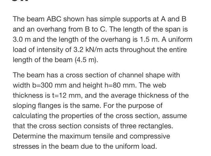 Solved The Beam ABC Shown Has Simple Supports At A And B And | Chegg.com