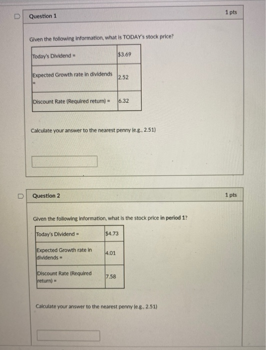 Solved 1 pts Question 1 Given the following information, | Chegg.com