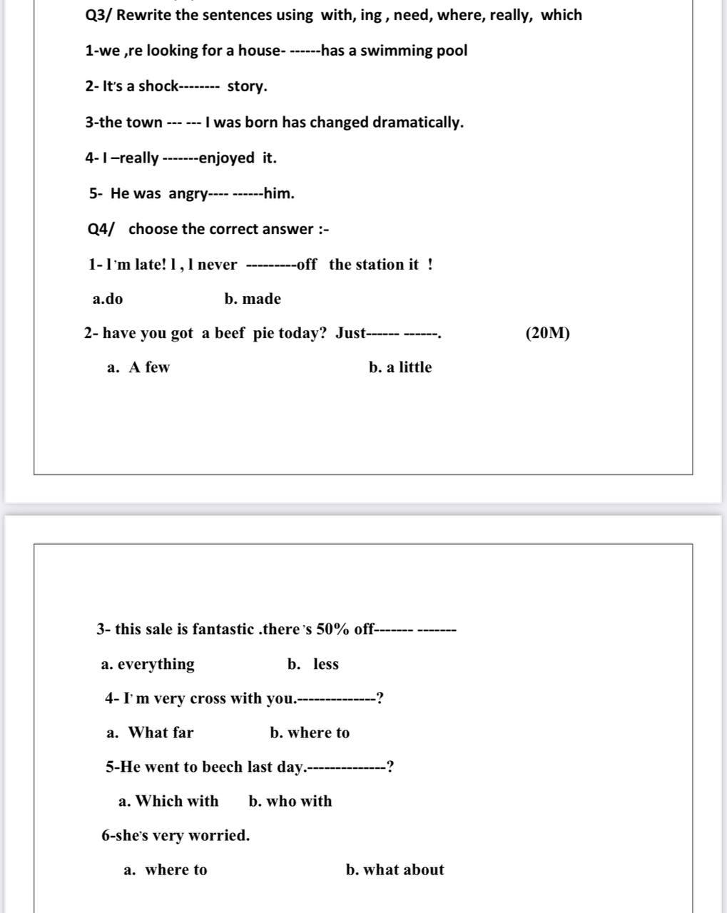 Sentences Using Rending Solved Q3/ Rewrite the sentences using with, ing , need, | Chegg.com