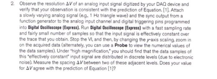 2. Observe the resolution ΔV of an analog input | Chegg.com