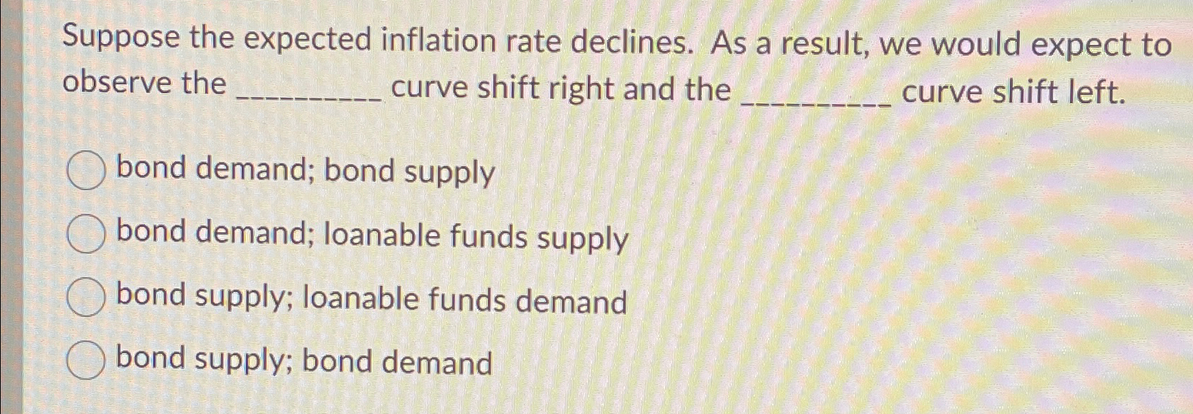 Solved Suppose the expected inflation rate declines. As a | Chegg.com