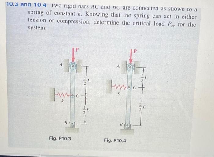 Solved 10.3 and 10.4 Iwo rigid bars AC and BC are connected | Chegg.com