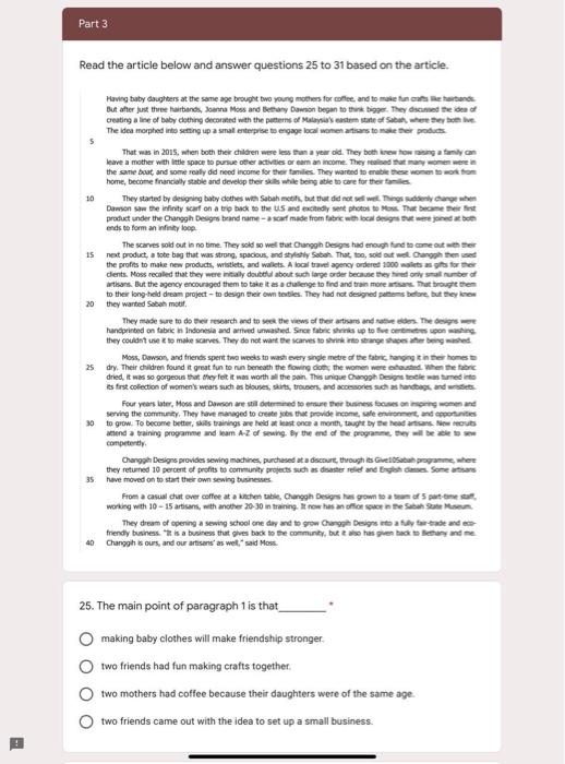 Solved Part 3 Read the article below and answer questions 25 | Chegg.com