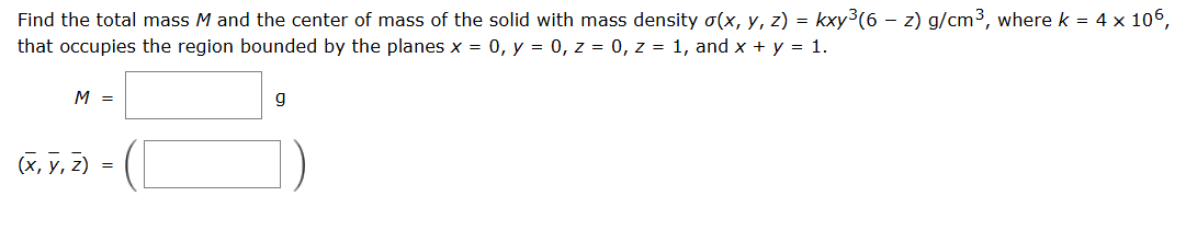Solved Find the total mass M ﻿and the center of ﻿mass of | Chegg.com