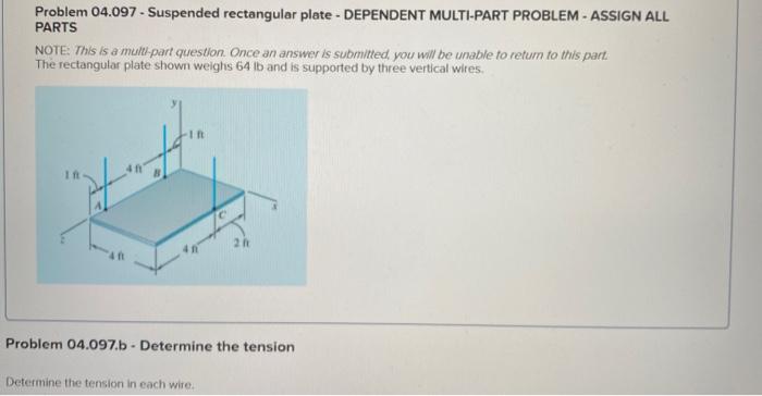 Solved Problem 04.097 - Suspended rectangular plate - | Chegg.com