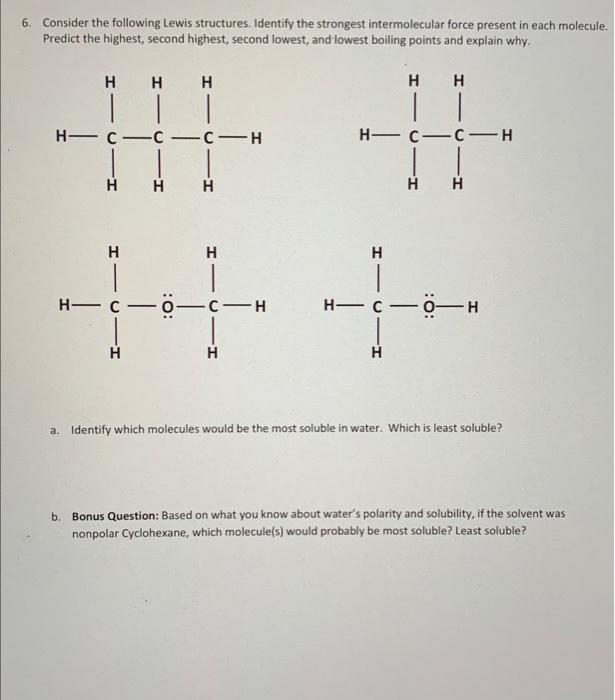 Solved 6. Consider The Following Lewis Structures. Identify | Chegg.com