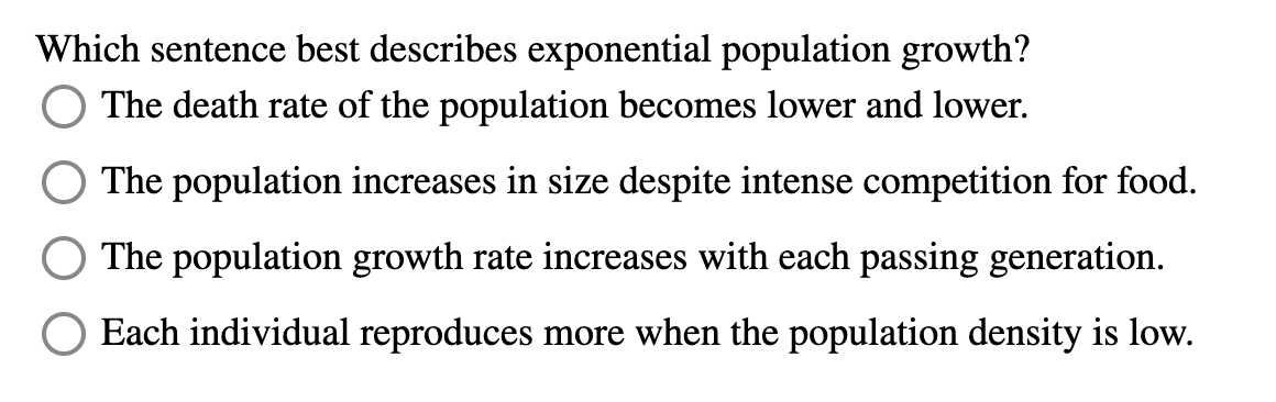 Solved Which sentence best describes exponential population | Chegg.com