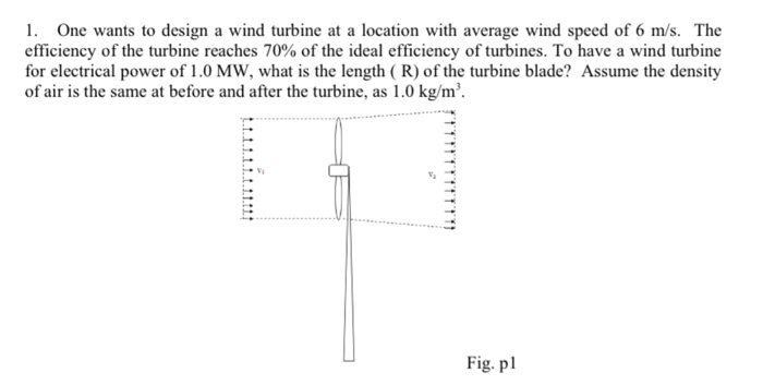 Solved 1 One Wants To Design A Wind Turbine At A Location Chegg