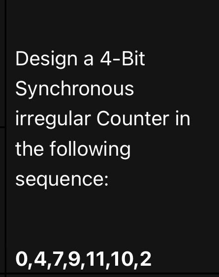Solved Design a 4-Bit Synchronous irregular Counter in the | Chegg.com