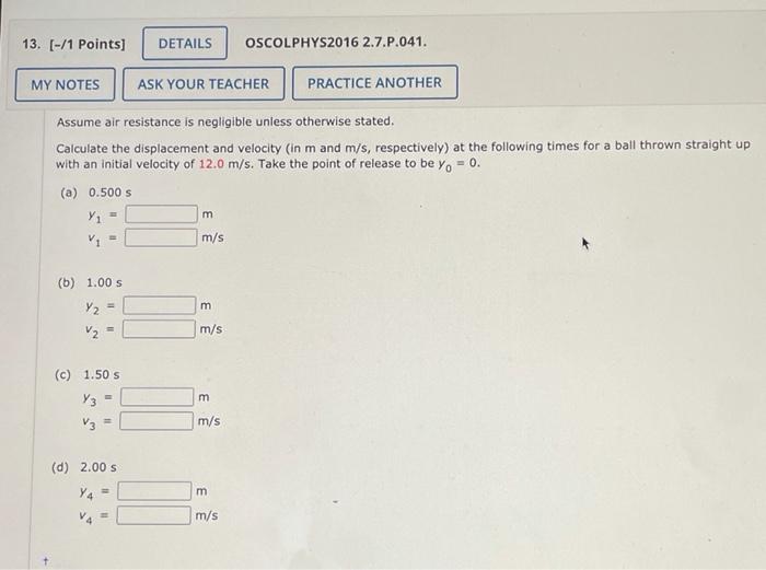 Solved 13 [ 1 Points Details Oscolphys2016 2 7 P 041 My