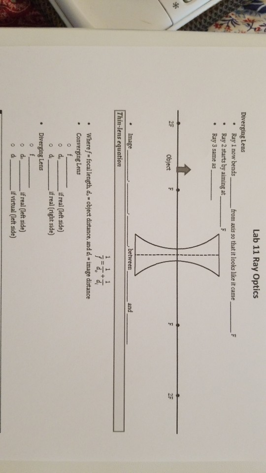 Solved Lab 11 Ray Optics from axis so that it looks like it | Chegg.com