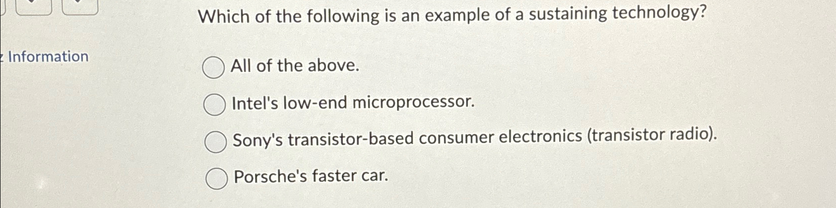 Solved Which of the following is an example of a sustaining | Chegg.com