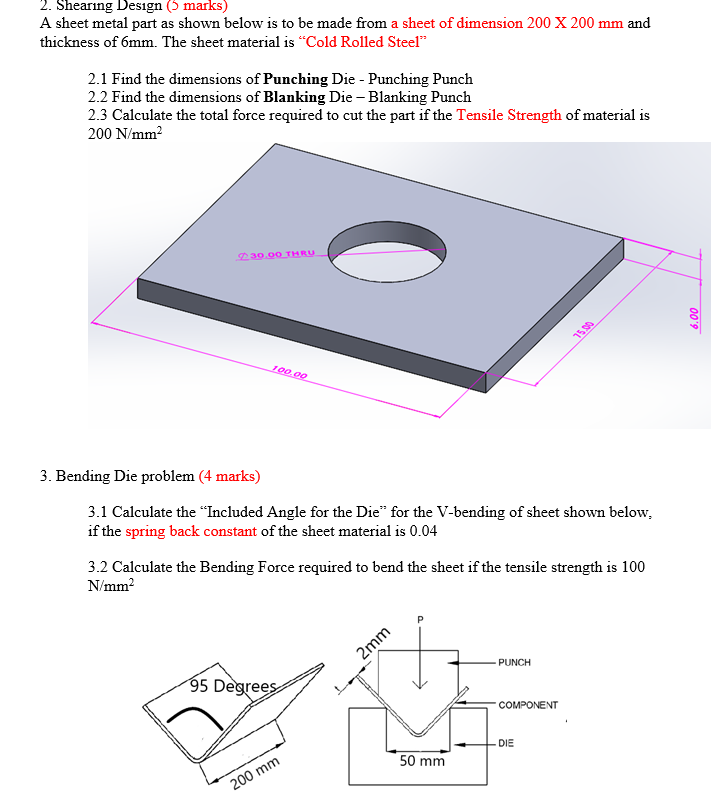 Solved Shearing Design (5 ﻿marks)A sheet metal part as shown | Chegg.com