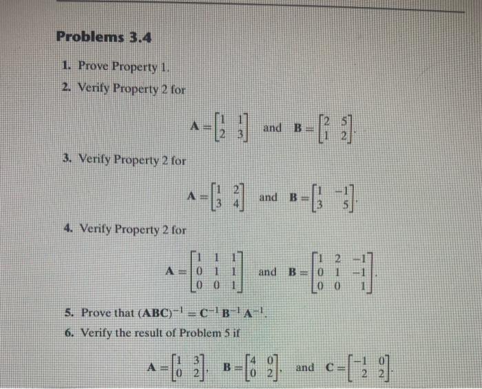 Solved Property 2(AB)−1=B−1A−1 Proof. (AB)−1 Denotes The | Chegg.com