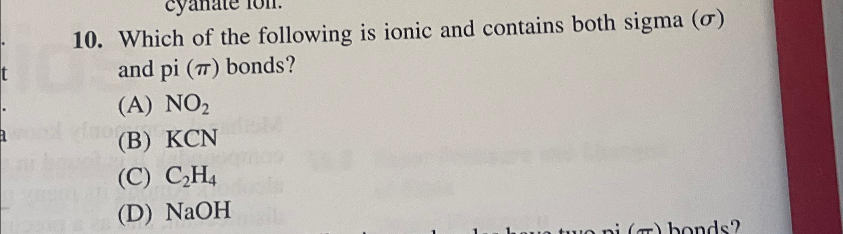 Solved Which of the following is ionic and contains both Chegg